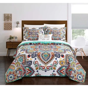 Trapuntino trapuntato Chic Home Chagit Queen Bohemian Paisley set 4 pezzi reversibile - Foto 1 di 12