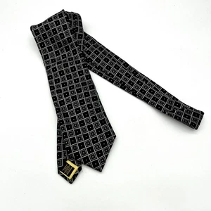 Donald J Trump Necktie Black Geometric Pattern Silk Designer Business 60x3.5 - Picture 1 of 3
