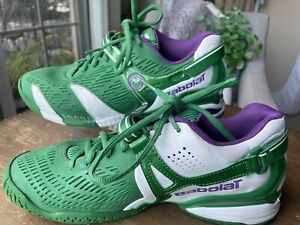 Babolat Kompressor Wimbledon Tennis Shoes Michelin Green Purple White Sz 8