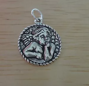 Sterling Silver Small 14mm Round Rafael's Angel Charm! - Picture 1 of 3