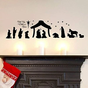DXLING Large Christmas Nativity Scene Wall Decor Stickers Unto Us a Child is ... - Picture 1 of 1