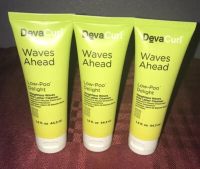 3x DEVACURL WAVES AHEAD Low-Poo Delight Weightless Waves Cleanser 1.5 fl oz each - Image 1 of 4