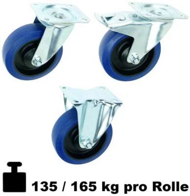 100 125 mm Transportrollen Lenkrollen Bockrollen Bremse BLUE WHEELS Rollen ECO - Bild 1 von 2