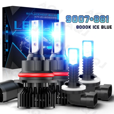 For Saturn Ion Sedan 4-Door 2.2L 2003-2007 4x Blue LED Headlight Fog Lamp Bulbs - Image 1 of 4