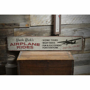 Airplane Rides Name Vintage Distressed Sign, Personalized Wood Sign