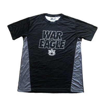 Russell AU Auburn University War Eagle Workout Black Tee Shirt Mens Large 42-44 - Image 1 of 4