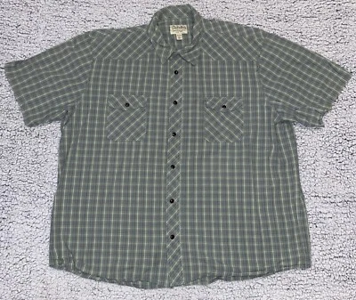 Cabela's Legendary Quality Men's SS Green Plaid Pearl Snap Button Up Size 2XL - Image 1 of 4