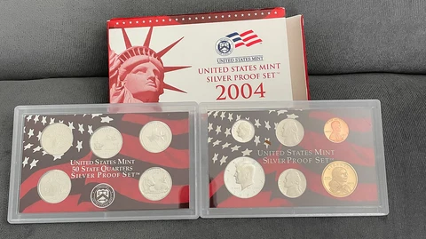 2004 United States Mint Silver Proof Set Complete with Box & COA 11 coins Cover