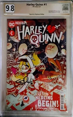 HARLEY QUINN #1 PGX 9.8 KEY FIRST 1’ST SIGNATURE STEPHANIE PHILLIPS not CGC CBCS - Image 1 of 3