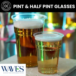 Plastic Pint Half pint Glasses Reusable Home Pubs RestaurantsCatering Disposable - Picture 1 of 9