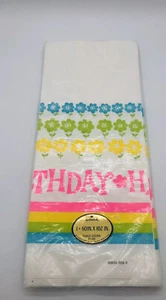 Vintage Hallmark Happy Birthday Papiertischdecke hell Retro Neon Blumen - Bild 1 von 4