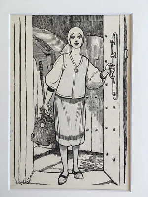 Original Pen & Ink John Hassall 1868-1948 Published Fairy Tale: The Flying Trunk Foto 1 de 4
