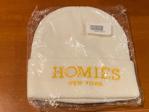 Brandneu Homies New York Logo Beanie Mütze weiß/gold Winter Totenkopf Mütze Skully - Bild 1 von 2