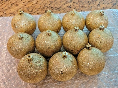 Juego de 11 - Adornos Bola Oro Brillo 2" - Nuevo Falta en Embalaje Foto 1 de 3