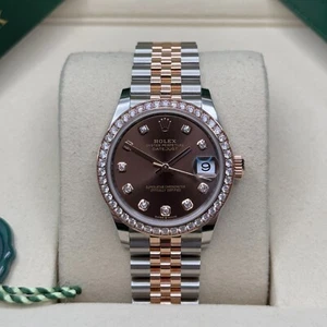 Rolex Datejust 31 NEW 2025 Chocolate Diamond Dial Two Tone Rose Gold Diamond - Picture 1 of 8