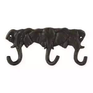Cast Iron Triple Elephant Wall Hook - Picture 1 of 5
