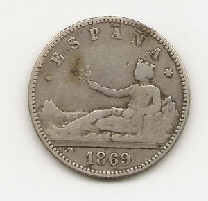 G.Provisional 1 peseta 1869 " ESPAÑA" NL138 - Picture 1 of 2