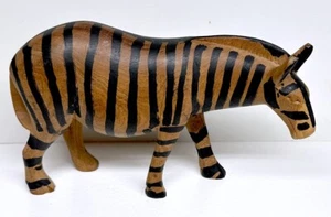 Hand Carved Zebra Figure Mid Century Modern MCM 4.5"x8" - Picture 1 of 9