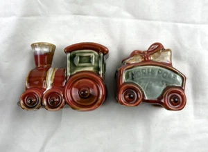 VTG Santa's Workshop Salt & Pepper Shakers Set Train North Pole Express Engine - Picture 1 of 9