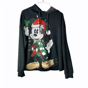 NWT! Mickey Mouse Christmas Sweatshirt Hoodie Medium Gray - Picture 1 of 6
