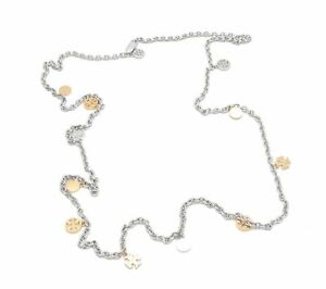 Tory Burch Women's Silver & 16K Gold Plated Logo Charm Rosary Necklace