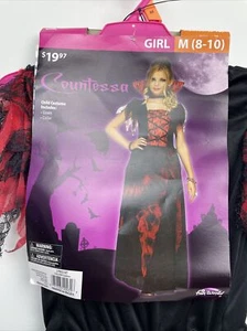 Disfraz de Halloween para niña talla M 8-10 gótico gótico vampiro condesa vestido B - Imagen 1 de 6