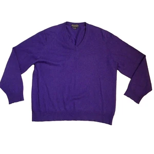 Brooks Brothers 3-Ply Cashmere V Neck Sweater Purple Made in Scotland Men’s XL - Picture 1 of 14