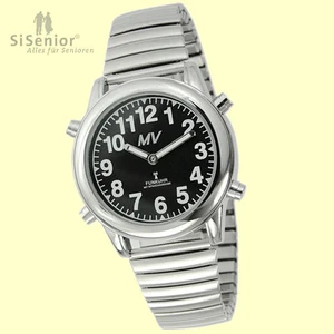 Sprechende Uhr Funk-Armbanduhr Sprachausgabe Blindenuhr Herrenuhr 1136SV - Bild 1 von 4