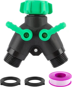 Gartenschlauch Verteiler 2 Wege Schwerlast 3/4" Zinklegierung auslaufsicher Adapter - Bild 1 von 7