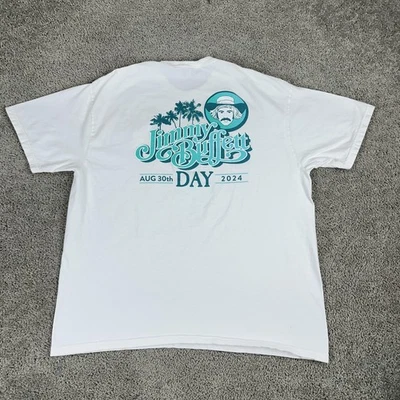 Jimmy Buffett Shirt Mens 2XL White Margaritaville Day Aug 30th 2024 Graphic Tee - Image 1 of 4