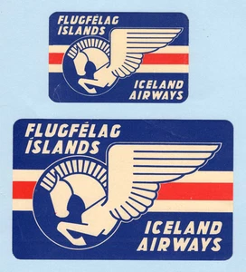 ICELAND  AIRWAYS  BAGGAGE LABEL  IC - 50 + 51 , srv began 1940's - Picture 1 of 1