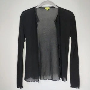 Petit Pois Cardigan Women Small Black Sheer Mesh Cover Top Whimsigoth Goth Open - Picture 1 of 9