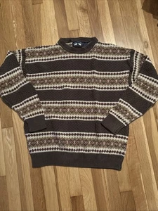 Vintage Woods & Gray Strickpullover Rundhalsausschnitt geometrisch Cosby Dadcore Größe Large - Bild 1 von 3