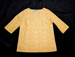 The J. Peterman Company Cotton Orange Blossoms Floral Women's Top Large Boho Vtg - Picture 1 of 8
