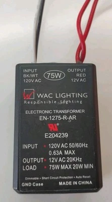 WAC Lighting EN-1275-R-AR, 12VAC., 75W. Electronic Transformer For Galogen Light