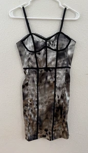 Vintage Y2K Guess Print Satin Boned Corset Mini Slip Dress Size 2 - Bild 1 von 7