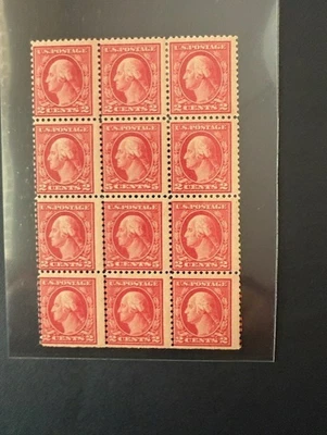 US STAMP SCOTT 505 (2 center stamp in 12 block) OG 8 stamps MNH Including Errors - Image 1 of 2