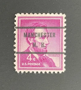 Manchester, New Hampshire Type 71 Precancel - 4 cents Lincoln - U.S. #1036 - NH - Picture 1 of 1