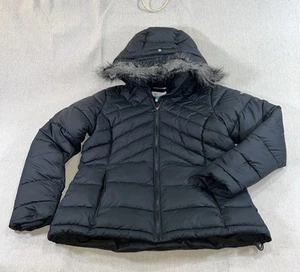 columbia jacket Kids Large Black Puffer Fur Lined Detachable Hood - Picture 1 of 20