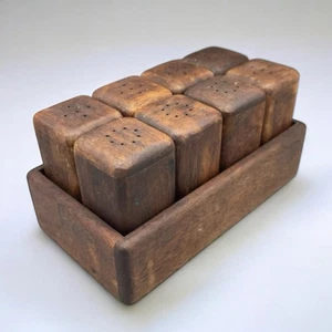 Vintage MCM Danish Modern Teak Salz und Pfefferstreuer Sets und Tablett - Bild 1 von 9