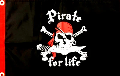Bandera PIRATA DE POR VIDA divertida novedad regalo 12x18 ojales 2 caras #582 Flappin BANDERAS Foto 1 de 2
