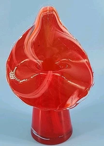 VTG MCM Handblown Red Glass Jack In The Pulpit Bud Vase Handblown 6 1/2" Glows - Picture 1 of 8