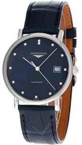 Longines Elegant AUTO 37MM Blue Dial Leather Men's Watch L4.810.4.97.2 - Picture 1 of 5