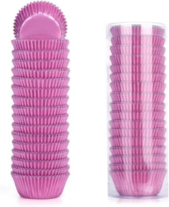 Gifbera Pink Foil Cupcake Liners Mini Size Muffin Baking Cups 300 Count, Pink - Picture 1 of 5