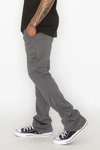 Solid Flare Stacked Track Pants - Picture 1 of 2
