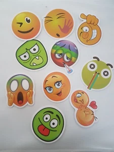 10 of Fun Emoji Character themed stickers - Picture 1 of 1