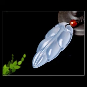 Natural ice chalcedony pendant golden branch jade leaf ice pendant - Picture 1 of 3