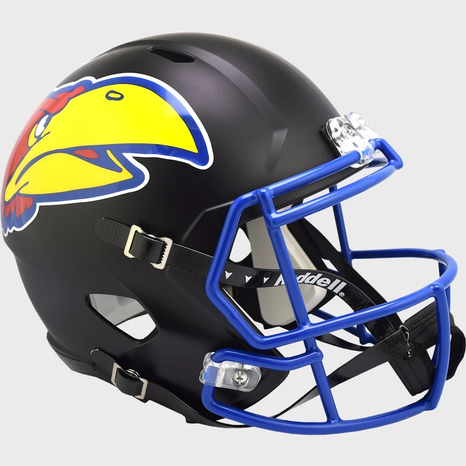 Kansas Jayhawks Black Riddell NCAA Deluxe Replica Speed Full Size Helmet