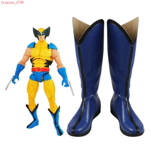 X-Men Wolverine Cosplay Costume Prop Shoes PU Leather Blue Long Boots Customized - Picture 1 of 8