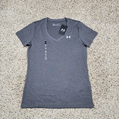 Camisa Under Armour Feminina Pequena Cinza Atlética Heatgear Camiseta Treino Corrida NOVA - Imagem 1 de 4